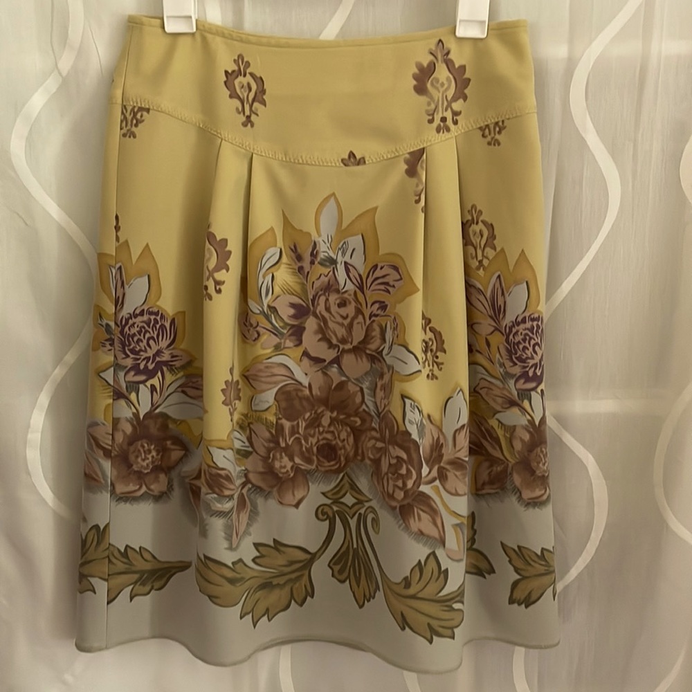 Intuitions Yellow Floral Print Skirt, Size 4